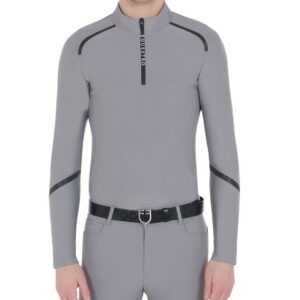 Polo Uomo Equestro Manica Lunga Slim Fit Tessuto Tecnico