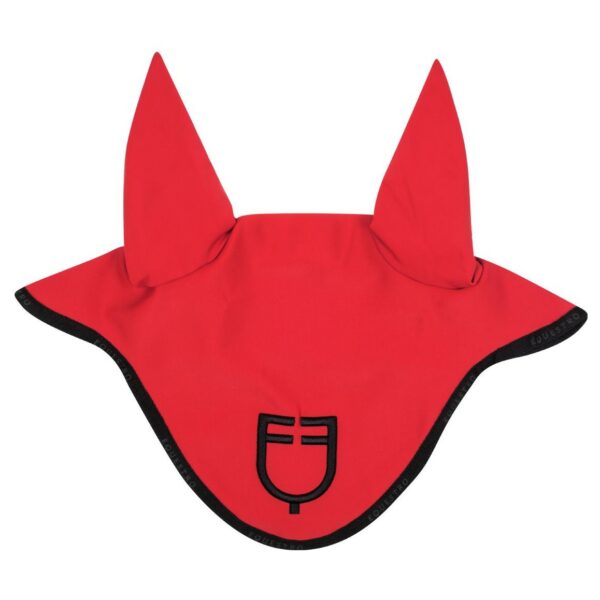 Cuffietta Equestro in Tessuto Tecnico con Logo Rosso Nero