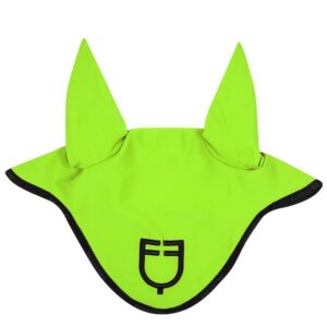 Cuffietta Equestro in Tessuto Tecnico con Logo Verde Fluo Nero