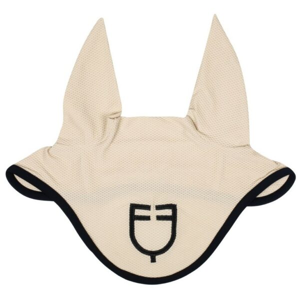 Cuffietta Equestro in Tessuto Tecnico Traforato con Logo Beige