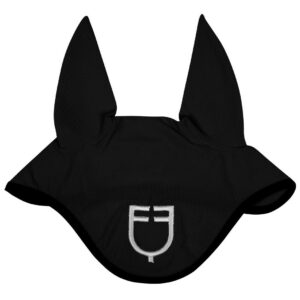 Cuffietta Equestro in Tessuto Tecnico Traforato con Logo Nero