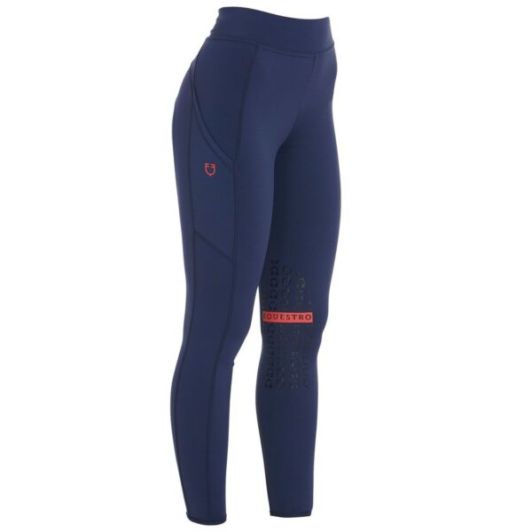 Leggins Equestro Donna Slim Fit Modello Kao Light Blu Navy Rosso