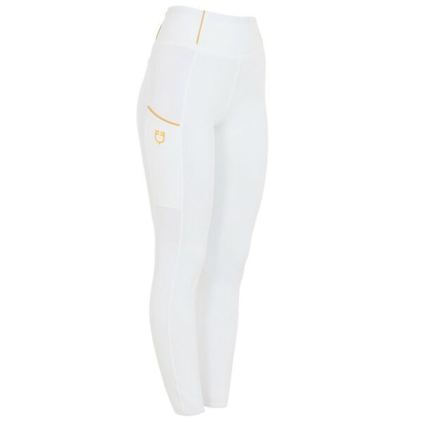 Leggins Equestro Donna Slim Fit a Vita Alta Full Grip Bianco