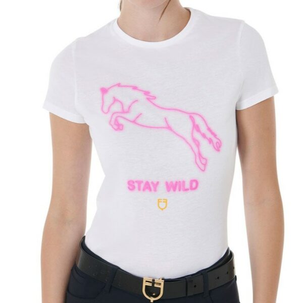 T-Shirt Donna Equestro Stay Wild Bianco
