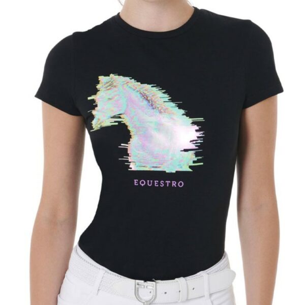 T-Shirt Equestro Donna Interference Horse Nero