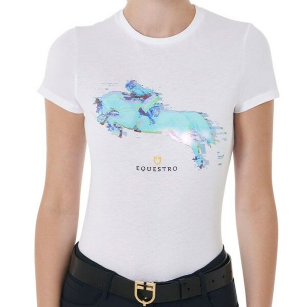 T-Shirt Equestro Donna Interference Jumping Horse Bianco