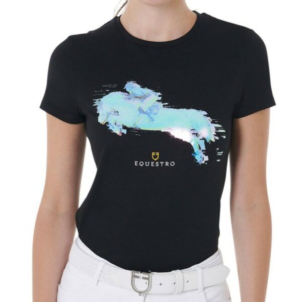 T-Shirt Equestro Donna Interference Jumping Horse Nero