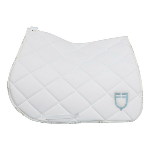 Sottosella Inglese Equestro in Tessuto Tecnico con Logo Multicolore Bianco Azzurro