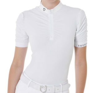 Polo Equestro Donna con Zip e Maniche Arricciate