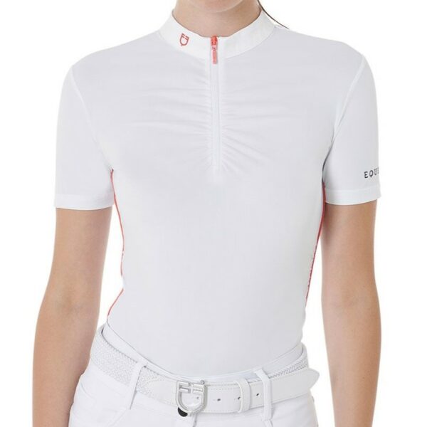 Polo Equestro Donna per Allenamento con Zip ed Inserti Arricciati