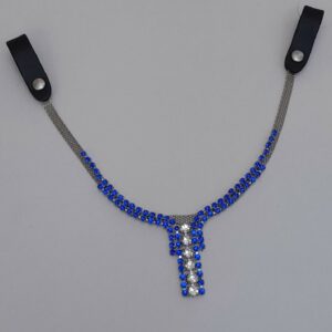 Frontalino per Testiera con Doppia Catena e Pendente Swarovski Colore Blu